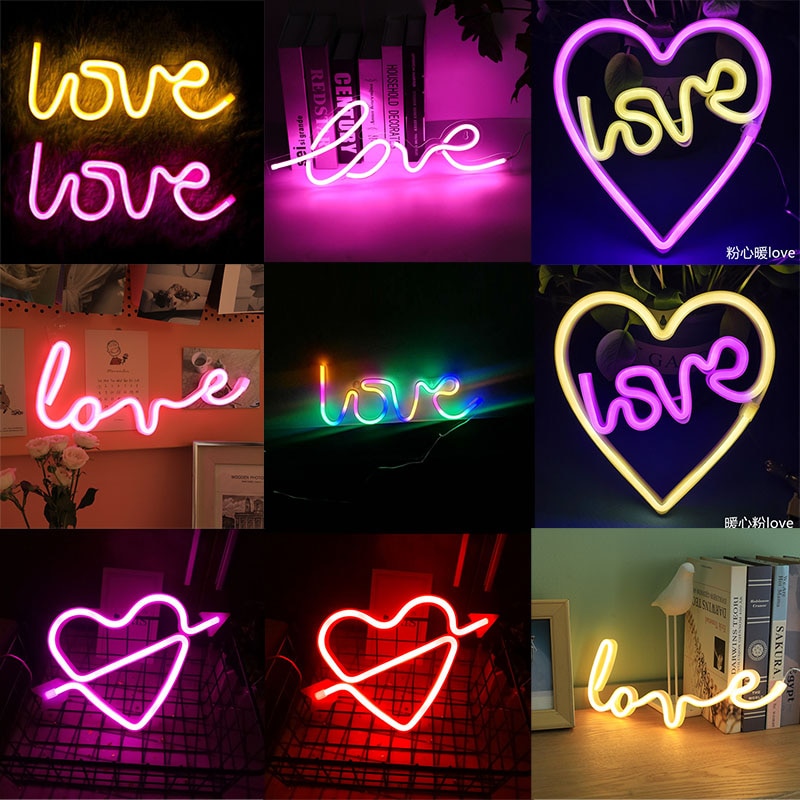 LED 네온 라이트 로그인 로고 모델 밤 램프 사랑 심장 그림 모양 장식 홈 룸 벽 예술 결혼식 파티 저장소 선물
